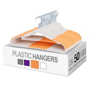 VECELO 25/50 pk Plastic Hanger 360º Swivel Hook Non Slip Coat Hangers with Magic Hangers & Tie Rack - 1 of 4