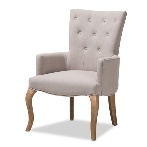French Provincial Chair >> Clotille French Provincial Fabric Upholstered Oak Lounge Chair Beige French Provincial Chair >> Clotille French Provincial Fabric Upholstered Oak Lounge Chair Beige