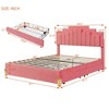 Queen-Size Upholstered Platform Bed with LED Illumination and 4 Storage Drawers, Featuring a Chic Metal Leg Architecture - 4 of 4