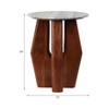 Modern Glam Wood & Marble Accent Table Side Table with Sculptural Base for Living Room, Bedroom, Office 20" Brown - 2 of 4