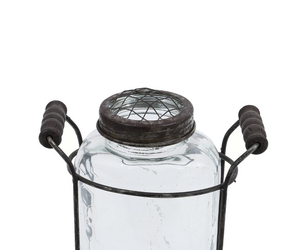 Glass Vase with Metal Frog Lid - 3R Studios