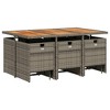 vidaXL - 11 Piece Patio Dining Set with Cushions - Gray Poly Rattan - Table & Chairs - Outdoor/Garden Furniture - 3 of 4