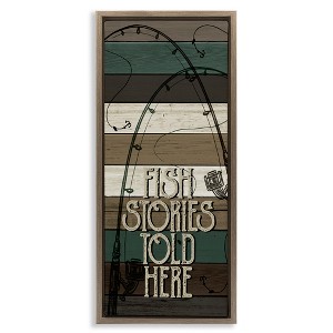 Stupell Industries Rustic Fishing Stories Phrase, 15" x 31" - 1 of 4