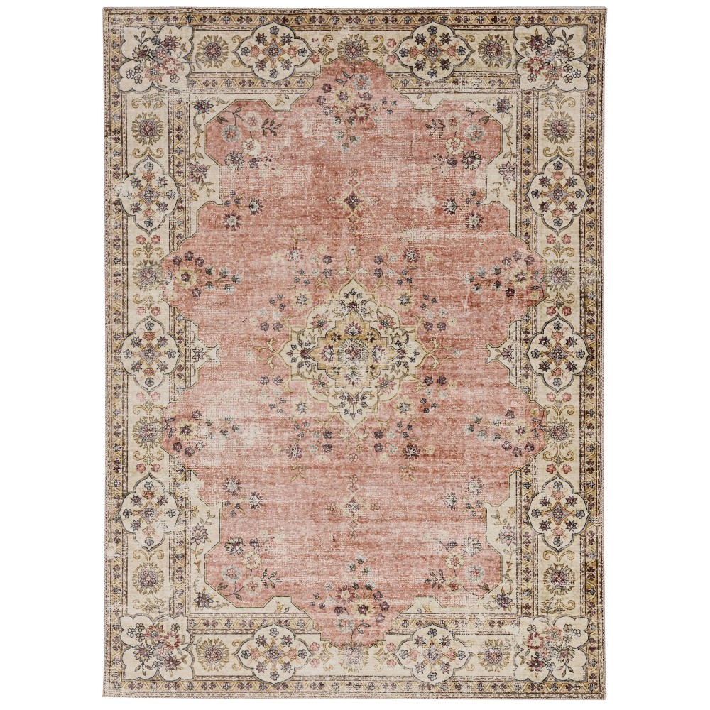 5'x7' Washable Blanton Rug Pink/Ivory - Linon