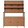 GDFStudio Occam Outdoor Fir Wood Potting Bench with 2 Cabinets and 3 Side Hooks, Natural - 2 of 4