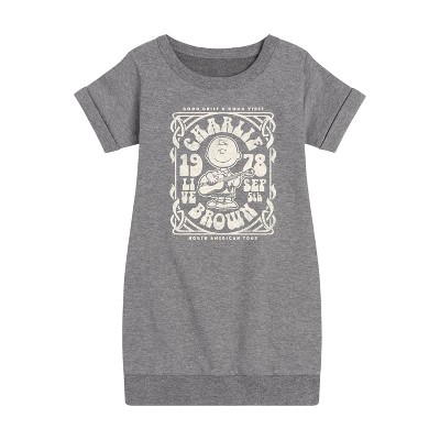 - Peanuts - Charlie Brown Tour Graphic Short Sleeve Fleece Dress