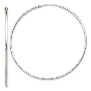 Black Bow Jewelry 1.3mm, Sterling Silver, Endless Hoop Earrings - 50mm (1 7/8 Inch) - 1 of 4