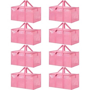 8 Pack Extra Large Heavy Duty Moving Bags, Clear Storage Bins Lids, Reinforced Handles & Heavy-Duty Zippers Moving - 1 of 4