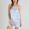 Anna-Kaci Lounge Women's Striped Pajama Set with Ruffle Trim Cami Top and Relaxed Fit Shorts - 4 of 4