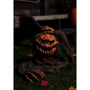 HalloweenCostumes.com One Size Fits Most 14" Animated Head Popping Pumpkin Ground Breaker Halloween Prop | Pumpkin Decorations,  Orange/Green - 1 of 3