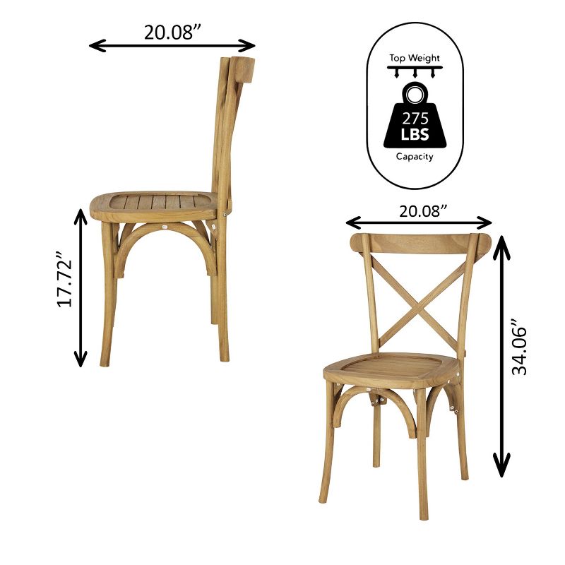 Annecy Classic Traditional X-Back Wood Outdoor Dining Chair - JONATHAN Y, 3 of 11