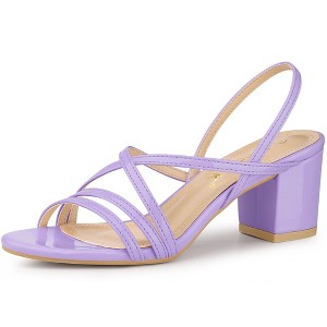 Allegra K Women's Open Toe Strappy Slingback Chunky Heels Slide Sandals - 1 of 4
