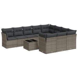 vidaXL Garden Sofa Set Grey PE rattan, powder-coated steel Medium - 1 of 4