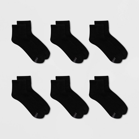 Women's 6pk Lettuce Edge Ankle Socks - A New Day™ Black/White/Gray 4-10