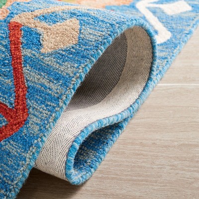 Handmade Light Blue Tufted Wool Area Rug 59" x 84"