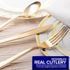 75-Pieces Heavy Duty Plastic Silverware Set Including 25 Forks, 25 Spoons, 25 Knives (Gold) - 4 of 4
