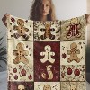 Vintage Christmas Flannel Throw Blanket, Soft Cozy Warm Polyester Digital Print with Gingerbread Man & Bauble Design. - 3 of 4