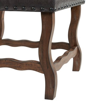 Tall Brown Faux Leather Tufted Side Chair with Wood Frame