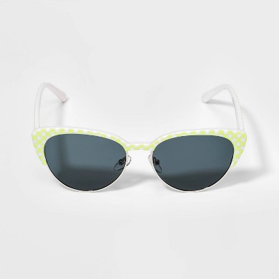 Kids' Cat Eye Sunglasses - art class™ Checkered Lime