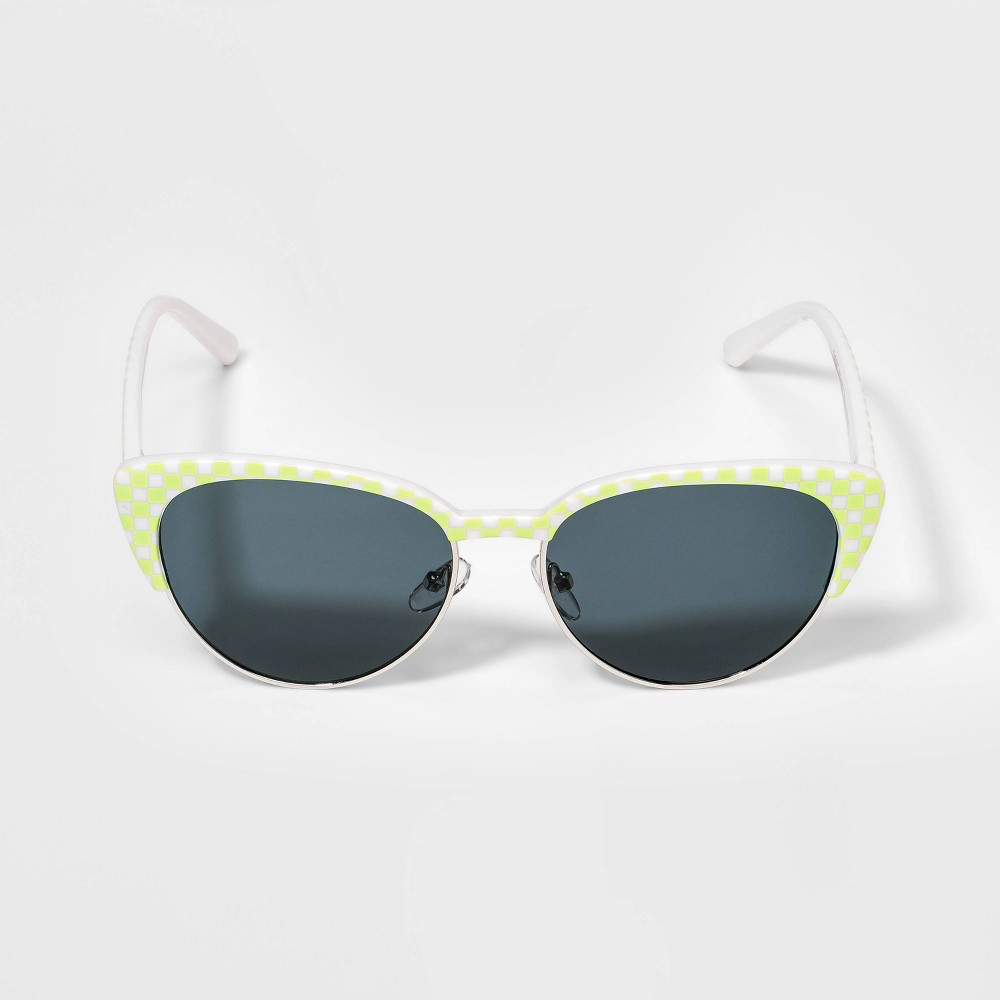 Kids' Cateye Sunglasses - art class Checkered Lime