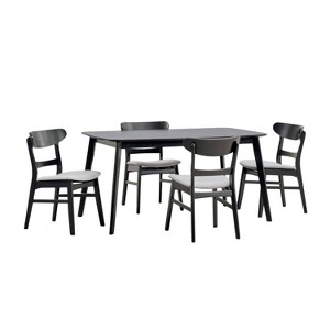 Christopher Knight Home 5pc Bryner Upholstered Dining Set Black/Light Gray - 1 of 4