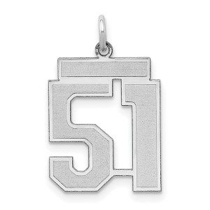 Black Bow Jewelry Sterling Silver, Jersey Collection, Medium Number 51 Pendant - 1 of 4