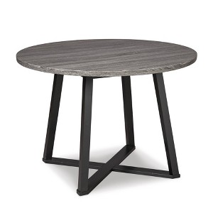 Centiar Round Dining Room Table Gray/Black - Signature Design by Ashley: 4-Seat, Melamine Top, Metal Base - 1 of 4
