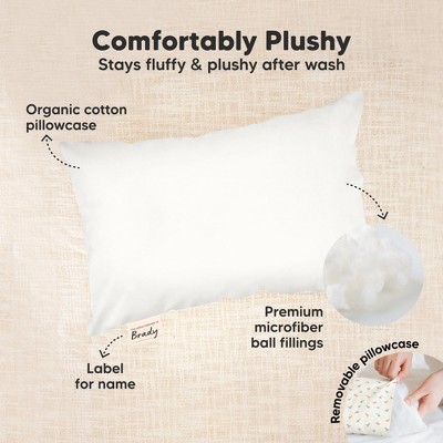 Soft White Mini Toddler Pillow with Pillowcase, 9x13