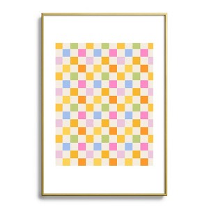 Iveta Abolina Eclectic Checker Check Cream Metal Framed Art Print - Deny Designs - 1 of 4