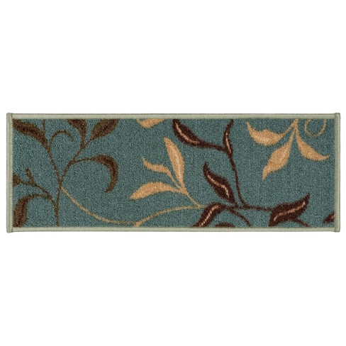 Ottomanson Home Collection Rectangle Contemporary Leaves Design Rubberback  Stair Tread Machine Made Area Rugs, 9x2'2 7 Pack, Seafoam Green : Target