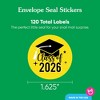 Big Dot of Happiness Class of 2026 Yellow Grad Party Envelope Seal Stickers, Round Circle Stickers to Seal Cards, Graduation Envelope Seals, 120 Count - 3 of 4