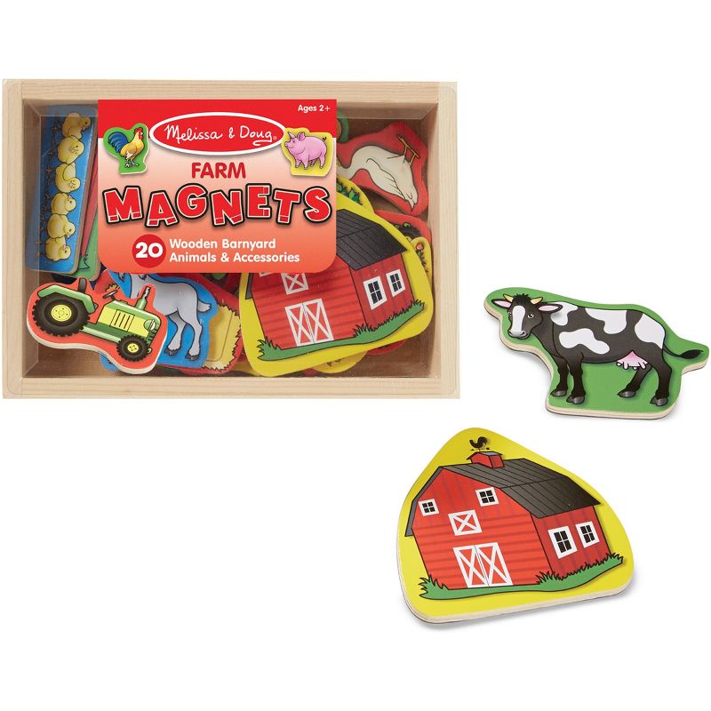 Melissa & Doug Wooden Farm Magnets with Wooden Tray - 20pc, 1 of 15