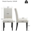 Upholstered Dining Chairs Set of 2 — Padded Linen Seats, Nailhead Trim, Tufted Back, Wood Legs, Adjustable Feet, Vintage-Modern - 2 of 4