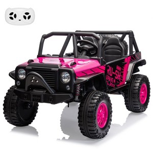 Kids Ride On Car, 24V 2 Seater, with Remote Control, Kids Electric Vehicle with 19" Wide Seat, LED, Spring Suspension - 1 of 4
