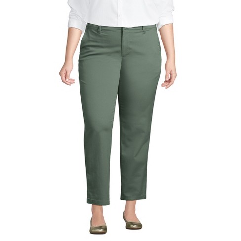 Lands' End Women's Plus Size Mid Rise Classic Straight Leg Chino Ankle ...