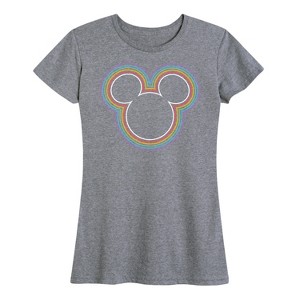 Women's - Disney - Rainbow Outline Mickey Silhouette Short Sleeve Graphic T-Shirt - 1 of 4
