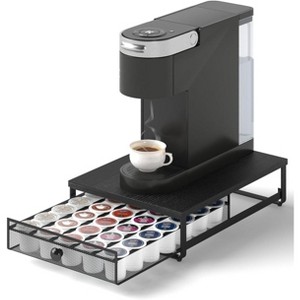 Rustic Brown Coffee Pod Holder with Sliding Drawer, 35-Capacity for K-Cup & Vertuo Capsules - 1 of 4