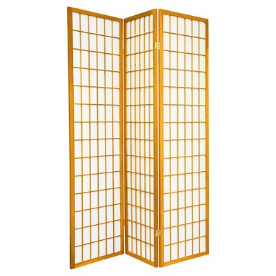 6 ft. Tall Window Pane Shoji Screen - Honey (3 Panels)