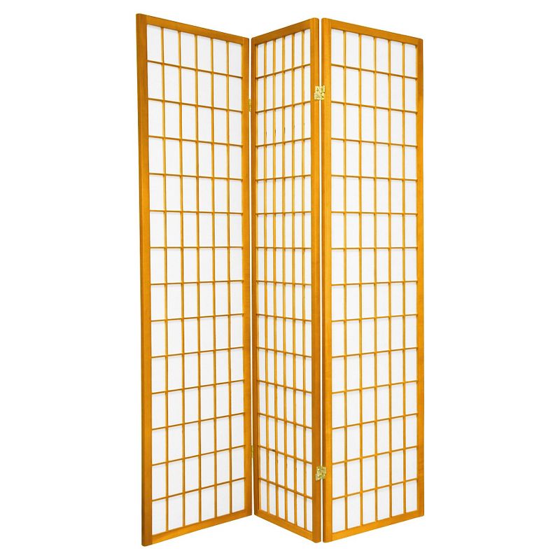 6 ft. Tall Window Pane Shoji Screen - Honey (3 Panels), 1 of 6
