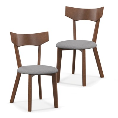 Tangkula Wooden Dining Chair Set of 2/4 Solid Wood Kitchen Chairs with Curved Back Cushioned Seat Mid Century Modern Side Chairs