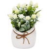 Juvale White Artificial Flowers with Vase, Flower Decorations for Bathroom, Fake Faux Plants with Small White Vase, 3.5 x 6 In - 3 of 4