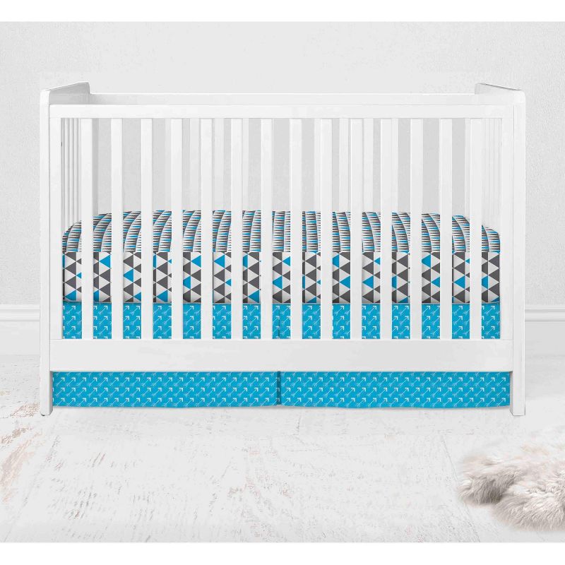 Bacati - Woodlands Forest Animals Aqua/Navy/Grey 6 pc Baby Crib Bedding Set with Long Rail Guard Cover for Boys, 3 of 13