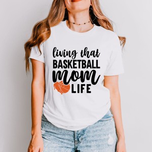 Simply Sage Market Basketball Mom Life Short Sleeve Tee - L - White - 1 of 4