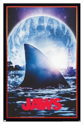 Trends International Jaws - Moon One Sheet Framed Wall Poster Prints White  Framed Version 22.375