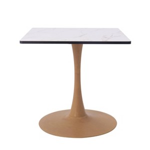LeisureMod Bristol 27" Square Dining Table with Marbled White MDF Top and Steel Pedestal Base for Modern Kitchen and Dining Room - 1 of 4