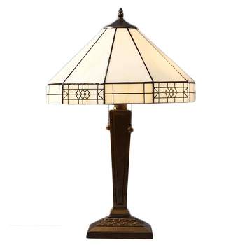 14" x 14" x 21" Mission Style Table Lamp White/Brown - Warehouse of Tiffany