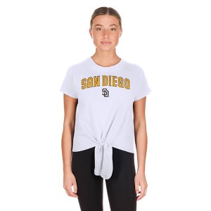 MLB San Diego Padres Women's White Front Knot T-Shirt - 1 of 4