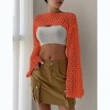 Womens Cropped Sweater Crochet Knit Crop Tops See Through Knit Sweater Beach Cover Ups - 3 of 4