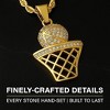 Steeltime Men's stainless steel simulated diamond basketball and hoop pendant. Color Options: Silver, Gold, Black - 4 of 4