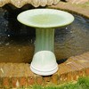 Gulches 21 Qt Green Ceramic Floral Pattern Bird Bath with Ombre Glossy Finish Outdoor (17x17x18 in) 1-Pack - 2 of 4